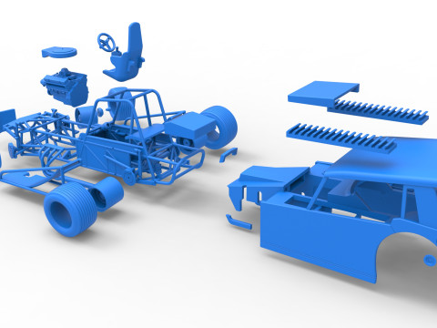 Vintage Dirt Modified stock car Version 6 while turning Scale 1 to 25 3D Print Model