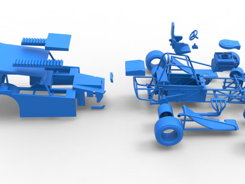 Vintage Dirt Modified stock car Version 6 while turning Scale 1 to 25 3D Print Model