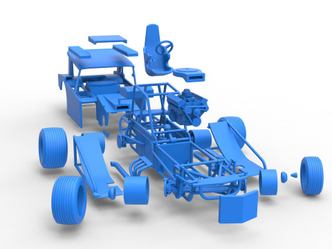 Vintage Dirt Modified stock car Version 6 while turning Scale 1 to 25 3D Print Model