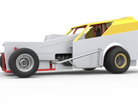 Vintage Dirt Modified stock car Versie 7 Schaal 1 tot 25 3D printmodel