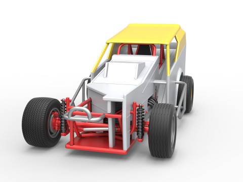 Vintage Dirt Modified stock car Versie 7 Schaal 1 tot 25 3D printmodel
