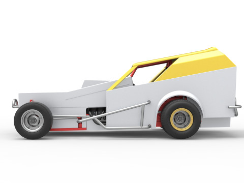 Vintage Dirt Modified stock car Versie 7 Schaal 1 tot 25 3D printmodel