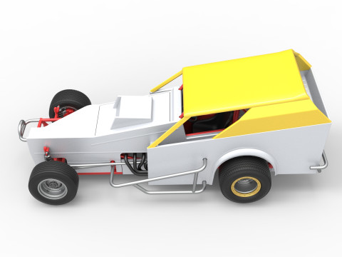 Vintage Dirt Modified stock car Versie 7 Schaal 1 tot 25 3D printmodel