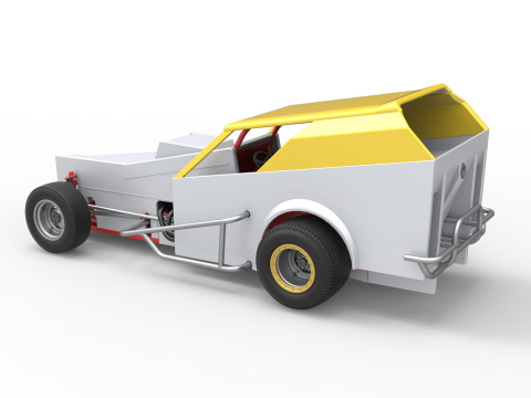 Vintage Dirt Modified stock car Versie 7 Schaal 1 tot 25 3D printmodel