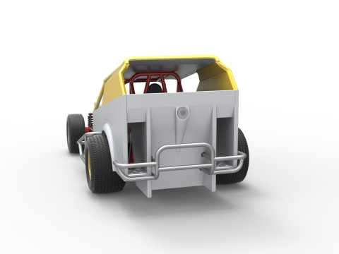 Vintage Dirt Modified stock car Versie 7 Schaal 1 tot 25 3D printmodel