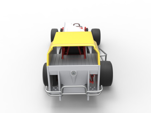 Vintage Dirt Modified stock car Versie 7 Schaal 1 tot 25 3D printmodel