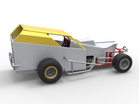 Vintage Dirt Modified stock car Versie 7 Schaal 1 tot 25 3D printmodel