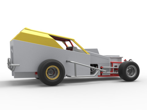 Vintage Dirt Modified stock car Versie 7 Schaal 1 tot 25 3D printmodel
