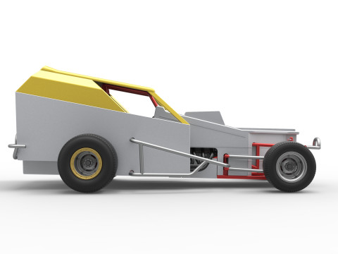 Vintage Dirt Modified stock car Versie 7 Schaal 1 tot 25 3D printmodel