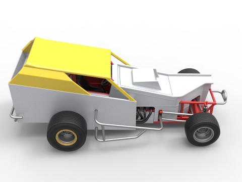 Vintage Dirt Modified stock car Versie 7 Schaal 1 tot 25 3D printmodel