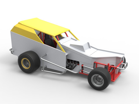 Vintage Dirt Modified stock car Versie 7 Schaal 1 tot 25 3D printmodel