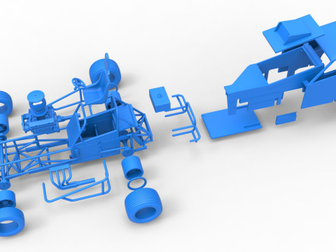 Vintage Dirt Modified stock car Versie 7 Schaal 1 tot 25 3D printmodel