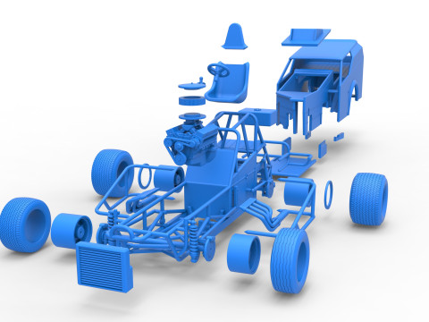 Vintage Dirt Modified stock car Versie 7 Schaal 1 tot 25 3D printmodel