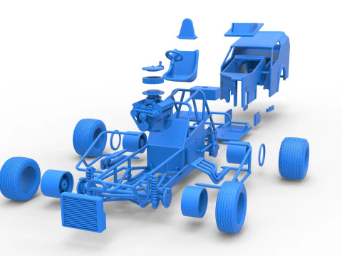 Vintage Dirt Modified stock car Version 7 Scale 1 to 25 3D Print Model