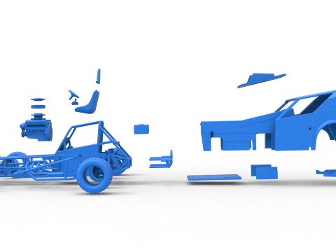 Vintage Dirt Modified stock car Versie 7 Schaal 1 tot 25 3D printmodel