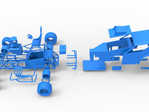 Vintage Dirt Modified stock car Versie 7 Schaal 1 tot 25 3D printmodel