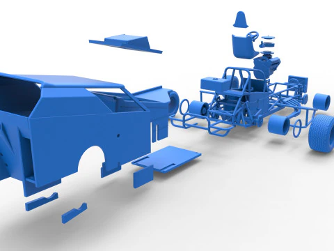 Vintage Dirt Modified stock car Version 7 Scale 1 to 25 3D Print Model