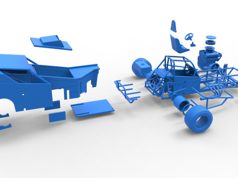 Vintage Dirt Modified stock car Versie 7 Schaal 1 tot 25 3D printmodel