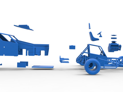 Vintage Dirt Modified stock car Versie 7 Schaal 1 tot 25 3D printmodel