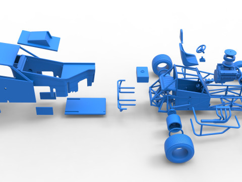 Vintage Dirt Modified stock car Versie 7 Schaal 1 tot 25 3D printmodel