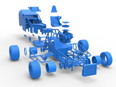Vintage Dirt Modified stock car Versie 7 Schaal 1 tot 25 3D printmodel