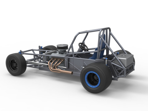 Vintage Dirt Modified stock car Basisversie 5 Schaal 1 tot 25 3D printmodel