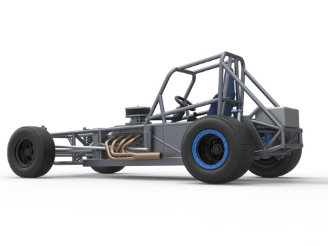 Vintage Dirt Modified stock car Basisversie 5 Schaal 1 tot 25 3D printmodel