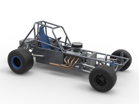 Vintage Dirt Modified stock car Basisversie 5 Schaal 1 tot 25 3D printmodel