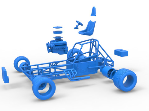 Vintage Dirt Modified stock car Basisversie 5 Schaal 1 tot 25 3D printmodel