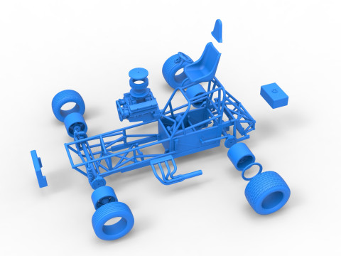 Vintage Dirt Modified stock car Basisversie 5 Schaal 1 tot 25 3D printmodel