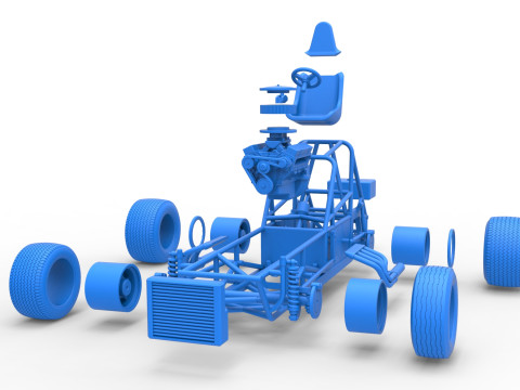 Vintage Dirt Modified stock car Basisversie 5 Schaal 1 tot 25 3D printmodel