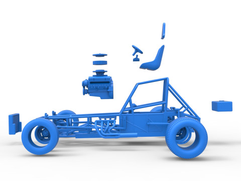 Vintage Dirt Modified stock car Basisversie 5 Schaal 1 tot 25 3D printmodel