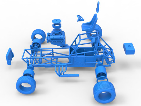 Vintage Dirt Modified stock car Basisversie 5 Schaal 1 tot 25 3D printmodel