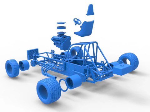 Vintage Dirt Modified stock car Base Version 5 Scale 1 to 25 3D Print Model
