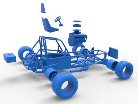 Vintage Dirt Modified stock car Basisversie 5 Schaal 1 tot 25 3D printmodel