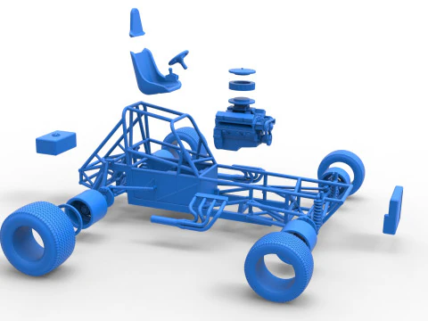 Vintage Dirt Modified stock car Base Version 5 Scale 1 to 25 3D Print Model