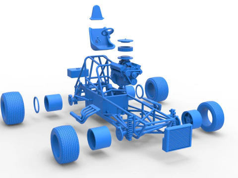 Vintage Dirt Modified stock car Base Version 5 Scale 1 to 25 3D Print Model