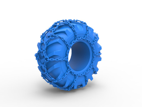 Reifen von Timberjack mit Ketten im Maßstab 1 bis 25 3D Druckmodell