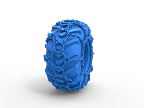 Reifen von Timberjack mit Ketten im Maßstab 1 bis 25 3D Druckmodell