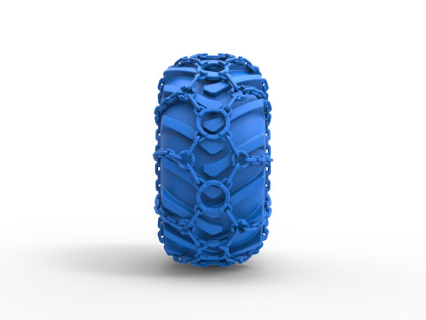 Reifen von Timberjack mit Ketten im Maßstab 1 bis 25 3D Druckmodell