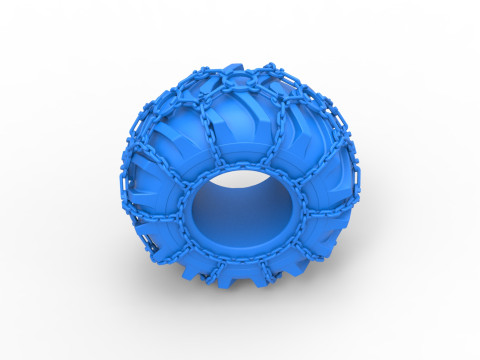 Reifen von Timberjack mit Ketten im Maßstab 1 bis 25 3D Druckmodell