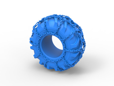 Reifen von Timberjack mit Ketten im Maßstab 1 bis 25 3D Druckmodell