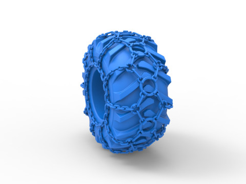 Reifen von Timberjack mit Ketten im Maßstab 1 bis 25 3D Druckmodell