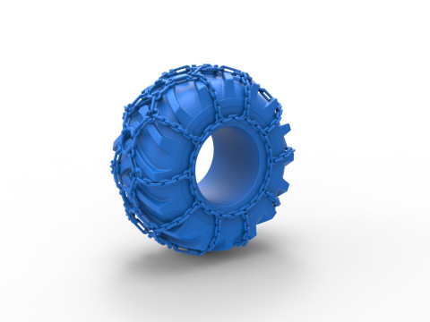 Reifen von Timberjack mit Ketten im Maßstab 1 bis 25 3D Druckmodell