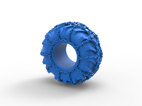 Reifen von Timberjack mit Ketten im Maßstab 1 bis 25 3D Druckmodell