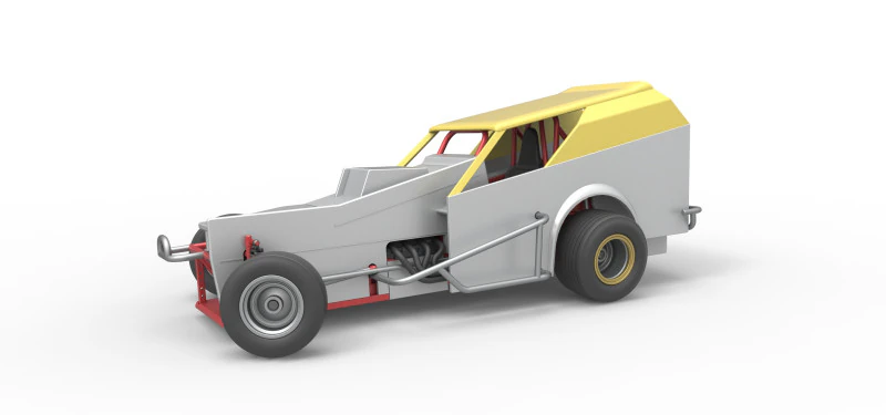 Vintage Dirt Modified stock car Version 7 while turning Scale 1 to 25 3D Print Model .c4d .max .obj .3ds .fbx .stl .blend 