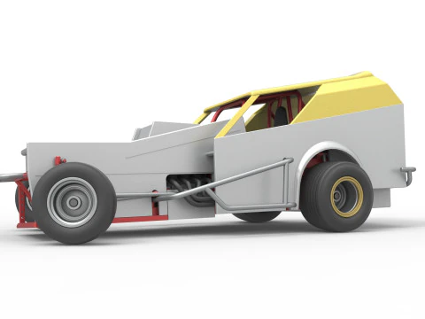 Vintage Dirt Modified stock car Version 7 while turning Scale 1 to 25 3D Print Model