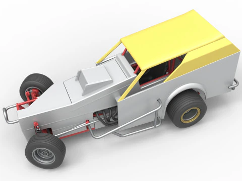 Vintage Dirt Modified stock car Version 7 while turning Scale 1 to 25 3D Print Model