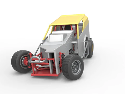 Vintage Dirt Modified stock car Version 7 while turning Scale 1 to 25 3D Print Model