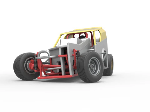 Vintage Dirt Modified stock car Version 7 while turning Scale 1 to 25 3D Print Model